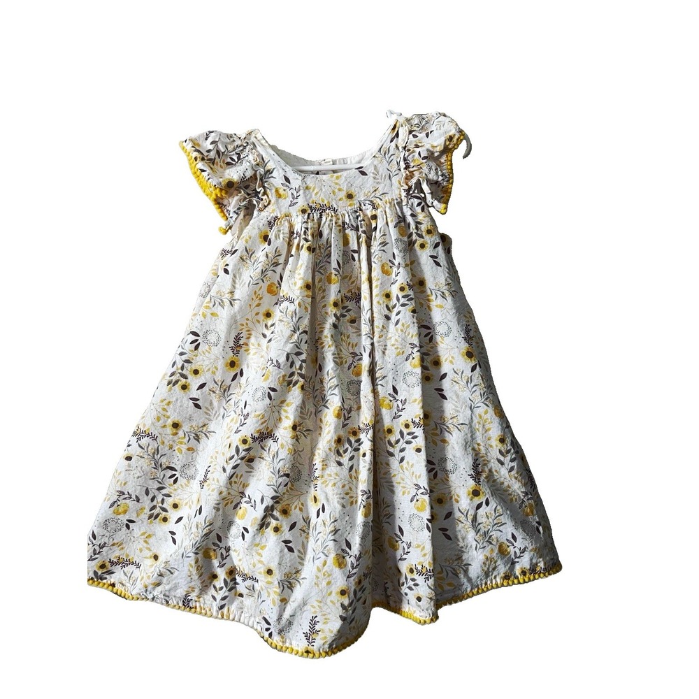 Shabby Chic Girls 4T Floral A-Line Dress Cotton Flutter Ruffle Lined Button